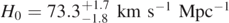${H}_{0}=73.{3}_{-1.8}^{+1.7}\enspace \mathrm{k}\mathrm{m}\enspace {\mathrm{s}}^{-1}\enspace {\mathrm{M}\mathrm{p}\mathrm{c}}^{-1}$