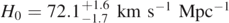 ${H}_{0}=72.{1}_{-1.7}^{+1.6}\enspace \mathrm{k}\mathrm{m}\enspace {\mathrm{s}}^{-1}\enspace {\mathrm{M}\mathrm{p}\mathrm{c}}^{-1}$