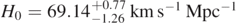 ${H}_{0}=69.1{4}_{-1.26}^{+0.77}\enspace \mathrm{k}\mathrm{m}\enspace {\mathrm{s}}^{-1}\enspace {\mathrm{M}\mathrm{p}\mathrm{c}}^{-1}$