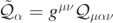 ${\tilde {\mathcal{Q}}}_{\alpha }={g}^{\mu \nu }{\mathcal{Q}}_{\mu \alpha \nu }$