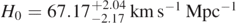 ${H}_{0}=67.1{7}_{-2.17}^{+2.04}\enspace \mathrm{k}\mathrm{m}\enspace {\mathrm{s}}^{-1}\enspace {\mathrm{M}\mathrm{p}\mathrm{c}}^{-1}$