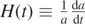 $H(t)\equiv \frac{1}{a}\frac{\mathrm{d}a}{\mathrm{d}t}$