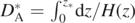 ${D}_{\mathrm{A}}^{{\ast}}={\int }_{0}^{{z}_{{\ast}}}\mathrm{d}z/H(z)$