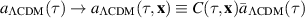 $a_{\Lambda \mathrm{CDM}}(\tau) \rightarrow a_{\Lambda \mathrm{CDM}}(\tau, \mathbf{x}) \equiv C(\tau, \mathbf{x})\bar{a}_{\Lambda \mathrm{CDM}}(\tau)$