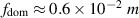 $f_\textrm{dom}\approx 0.6\times 10^{-2}~m$