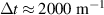$\Delta t \approx 2000~\text{m}^{-1}$