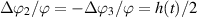 $\Delta\varphi_2/\varphi = -\Delta\varphi_3/\varphi = h(t)/2$