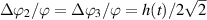 $\Delta\varphi_2/\varphi = \Delta\varphi_3/\varphi = h(t)/2\sqrt{2}$
