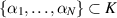 $\{\alpha_1,\ldots ,\alpha_N \} \subset K$