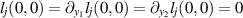 $l_j(0, 0) = \partial_{y_1} l_{j} (0, 0) = \partial_{y_2}l_{j} (0, 0) = 0$