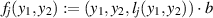 $f_j(y_1, y_2): = (y_1, y_2, l_{j}(y_1, y_2))\cdot b$