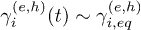 $\gamma_{i}^{(e,h)}(t)\sim\gamma_{i,eq}^{(e,h)}$