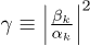 $\gamma \equiv \left|\frac{\beta_{k}}{\alpha_{k}}\right|^2$