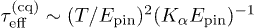$\tau^{\text{(cq)}}_{\text{eff}}\sim(T/ E_{\text{pin}})^2 (K_\alpha E_{\text{pin}})^{-1}$