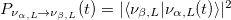 $P_{\nu_{\alpha,L} \rightarrow \nu_{\beta,L}}(t) = \vert \langle{\nu_{\beta,L}}|{\nu_{\alpha,L} (t)}\rangle \vert^2$