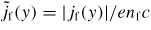 $\tilde{j}_{\rm f}(y) = |j_{\rm f}(y)|/en_{\rm f}c$