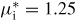 $\mu_{\rm i}^{*} = 1.25$