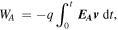${W}_{A}\,=-q\displaystyle {\int }_{0}^{t}{{\boldsymbol{E}}}_{{\boldsymbol{A}}}{\boldsymbol{v}}\,{\rm{d}}t,$