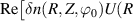 $\text{Re}\big[\delta n(R, Z, \varphi_0)U(R$