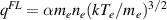 $q^{FL} = \alpha m_e n_e (kT_e/m_e)^{3/2}$
