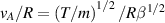 $v_{A}/R = \left( T/m \right)^{1/2}/R\beta^{1/2}$