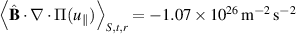 $\left\langle \hat{\mathbf{B}} \cdot \nabla \cdot \Pi(u_\parallel) \right\rangle_{S,t,r} = -1.07 \times 10^{26}\, \mathrm{m}^{-2}\,\mathrm{s}^{-2}$