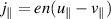 $j_\parallel = en ( u_\parallel - v_\parallel )$