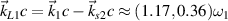 $\vec{k}_{L1}c = \vec{k}_{1}c-\vec{k}_{s2}c\approx(1.17,0.36)\omega_1$