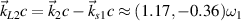 $\vec{k}_{L2}c = \vec{k}_{2}c-\vec{k}_{s1}c\approx(1.17,-0.36)\omega_1$