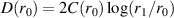 $D(r_0) = 2C(r_0)\log(r_1/r_0)$