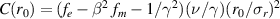 $C(r_0) = (f_e - \beta^2~f_m - 1/\gamma^2)(\nu/\gamma) (r_0/\sigma_r)^2$