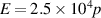 $E = 2.5 \times 10^{4}p$