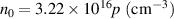$n_{0} = 3.22 \times 10^{16}p\ (\textrm{cm}^{-3})$