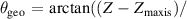 $\theta_\mathrm{geo}\,=\,\arctan ((Z\,-\,Z_\mathrm{maxis})/$