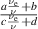 $\frac{a \frac{\nu_\mathrm e}{\nu}+b}{c \frac{\nu_\mathrm e}{\nu}+d}$