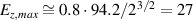 $E_{z,max}\cong 0.8\cdot 94.2/2^{3/2} = 27$