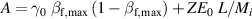 $A = \gamma_0~\beta_\mathrm{f,max} \left( 1 - \beta_\mathrm{f,max} \right) + Z E_0~L / M_i$