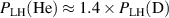 $P_\mathrm{LH}\mathrm{(He)} \approx 1.4 \times P_\mathrm{LH}\mathrm{(D)}$