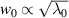 ${w_0 \propto \sqrt{\lambda_0}}$