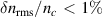${\delta n_{\mathrm{rms}}/n_c\,\lt\,1\%}$