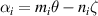 $\alpha_{i} = m_{i}\theta - n_{i}\zeta$