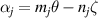 $\alpha_{j} = m_{j}\theta - n_{j}\zeta$