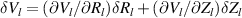 $\delta V_{l} = (\partial V_{l}/\partial R_{l})\delta R_{l}+(\partial V_{l}/\partial Z_{l})\delta Z_{l}$