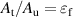 $A_\mathrm{t}/A_\mathrm{u} = \varepsilon_\mathrm{f}$