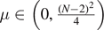 $\mu \in \left(0,\frac{{(N-2)}^{2}}{4}\right)$