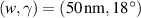 $(w,\gamma) = (50\,\mathrm{nm}, 18^\circ)$