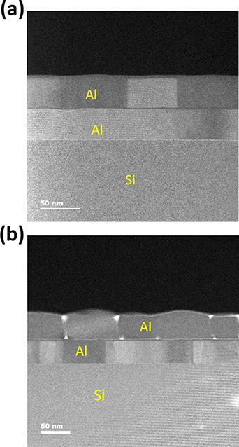 Alox Pattern Crystalline upper and lower aluminum layers in Al/AlOx/Al tri-layer ...