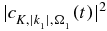 $| {c_{K,|k_1^{} |,\Omega _1^{} }^{} ( t )} |^2$