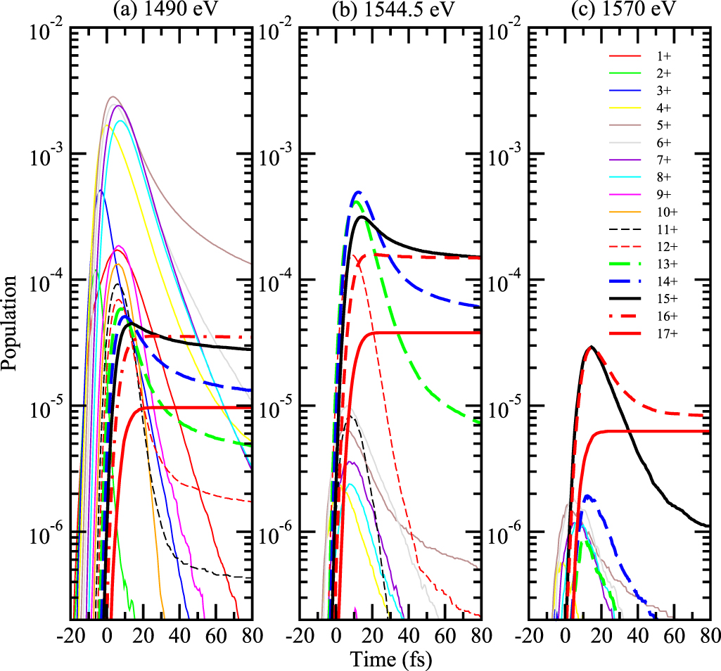 Evolution of level population in Ar interacting with XFEL