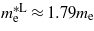 ${m}_{\mathrm{e}}^{\ast \mathrm{L}}\approx 1.7 9{m}_{\mathrm{e}}$